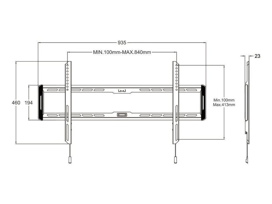 M Universal Wallmount Fixed  Large Black