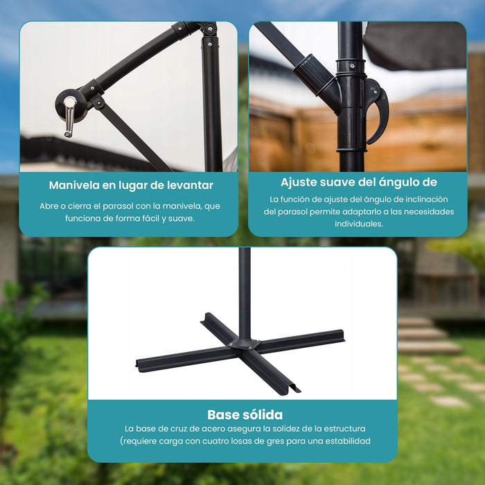 Black Forest Parasol Ogrodowy Z Boczkami Na Wysiegniku 3m Duzy Bezowy L-0713n