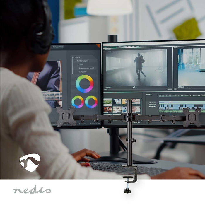Nedis Schreibtisch Monitorhalterung - 2 Bildschirme 15 - 32 "  75x75   100x100  Vollbeweglich