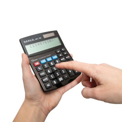 Maul Calculadora Comercial Mtl 700  Calculadora Con Funciones Comerciales  Pantalla De 12 Dígitos Con 2 Líneas  Función De Margen De Coste Incluida  Solar/Batería  Negro
