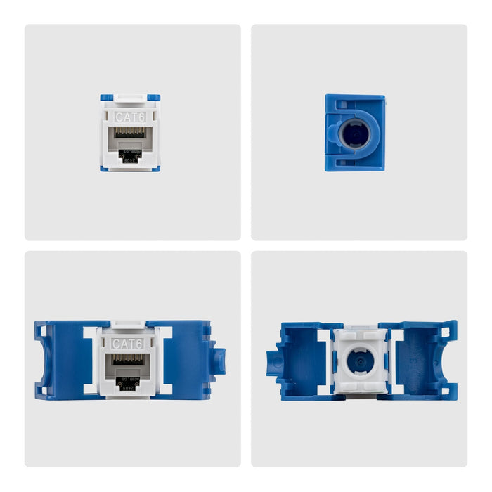 Startech.Com Cat6 Keystone Jack Módulo, Pack De 24 Rj45 Ethernet Keystone Conector Hembra, Utp Cat6 Wandbuchse, 180 Grad, Sin Herramientas, Blanco, Plano, Azul, Blanco, Rj-45, Conector Hembra, Conector Hembra, 10gbase-T