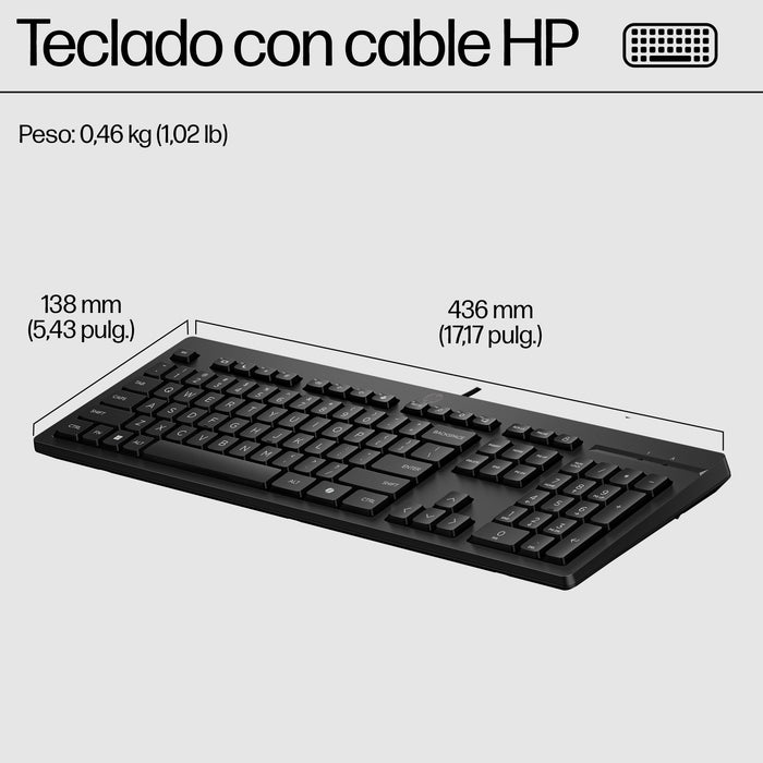 EAN 0195161008009 - HP 125 USB Wired Keyboard teclado Negro imagen 3