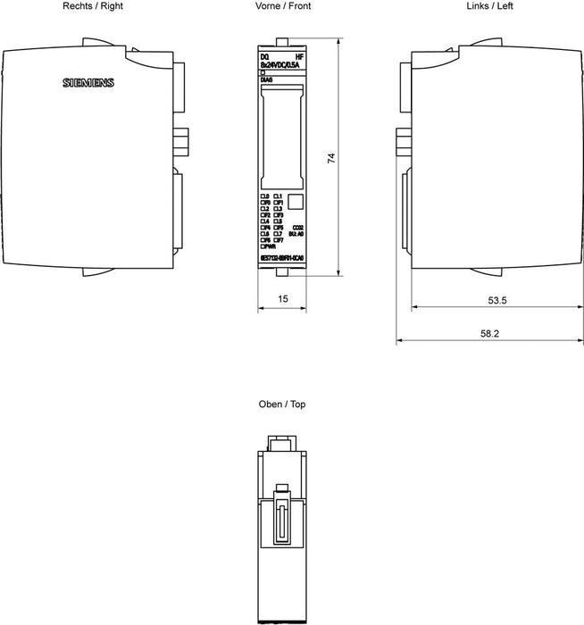 Siem 6es7132-6bf01-0ca0 Simatic Et 200sp Dig.Ausgangsmodul Dq 8x24vdc
