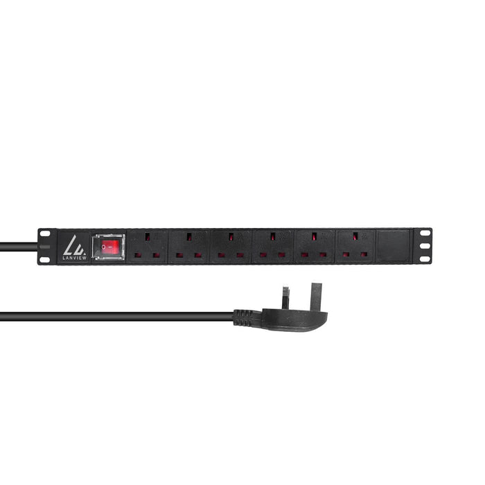 EAN 5715063053034 - Lanview LVR-3MUK-SW-UK6 unidad de distribución de energía (PDU) 6 salidas AC 1.4U Negro imagen 1