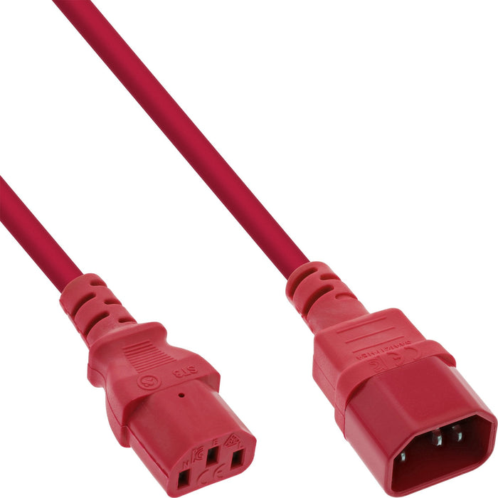 55pcs. Bulk-Pack Inline® Power Cable Extension, C13 A C14, Red, 1m
