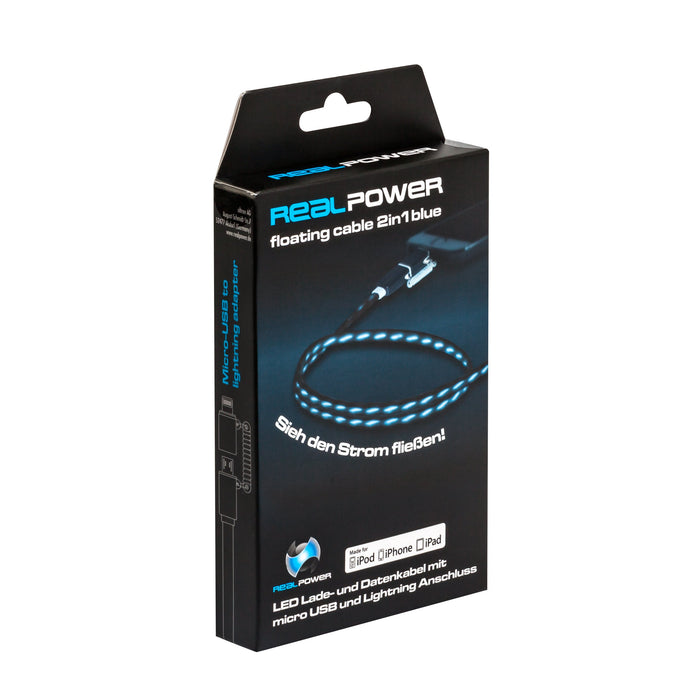 EAN 4040895859617 - RealPower USB A/Lightning 0.75m 0,75 m Negro, Azul imagen 2