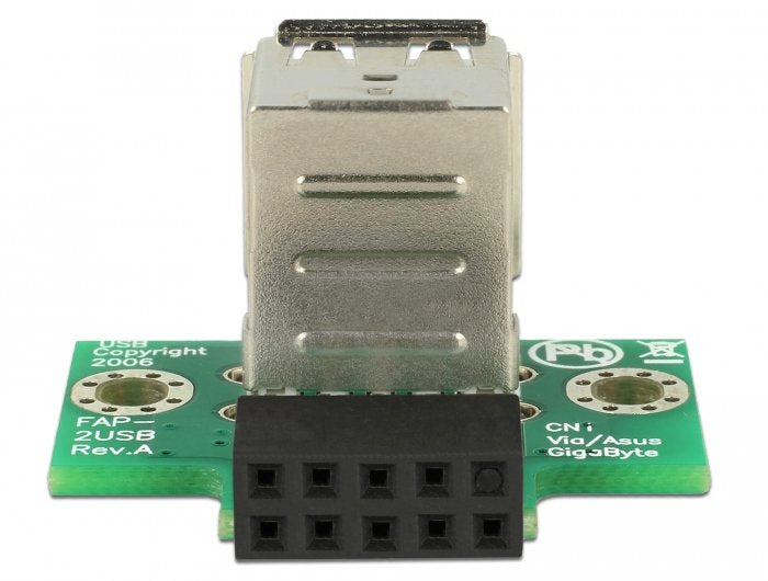 Delock 41429 Cabezal Pin Usb Hembra> 2 X Usb 2.0 Tipo-A Hembra - Arriba