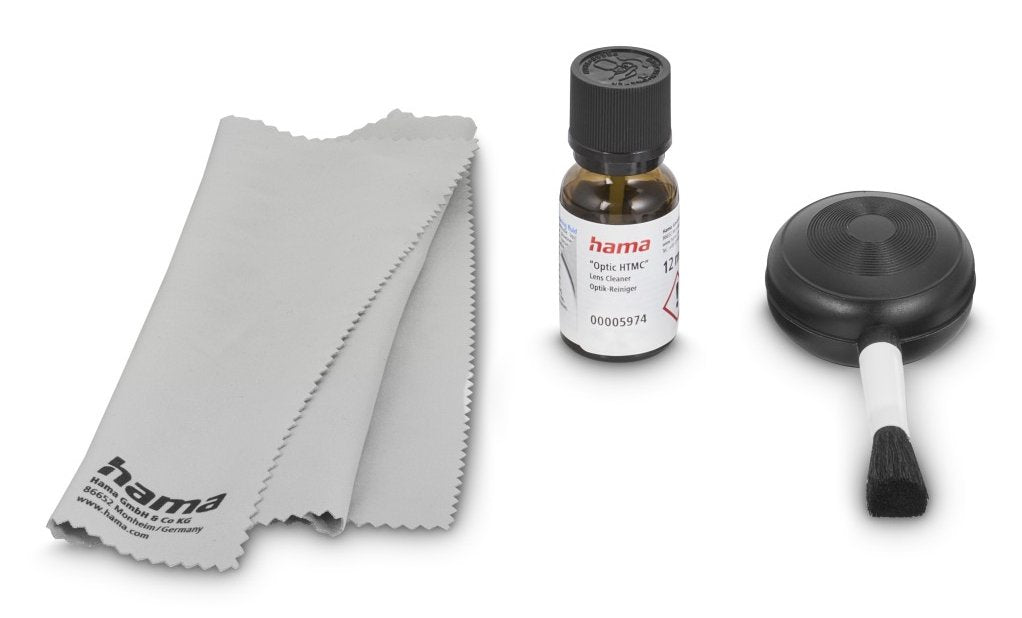 Hama Wet Set De Limpieza Para Camaras - Pincel Soplador - Bayeta De Microfibra - Limpiador Liquido - Incluye Bolsa