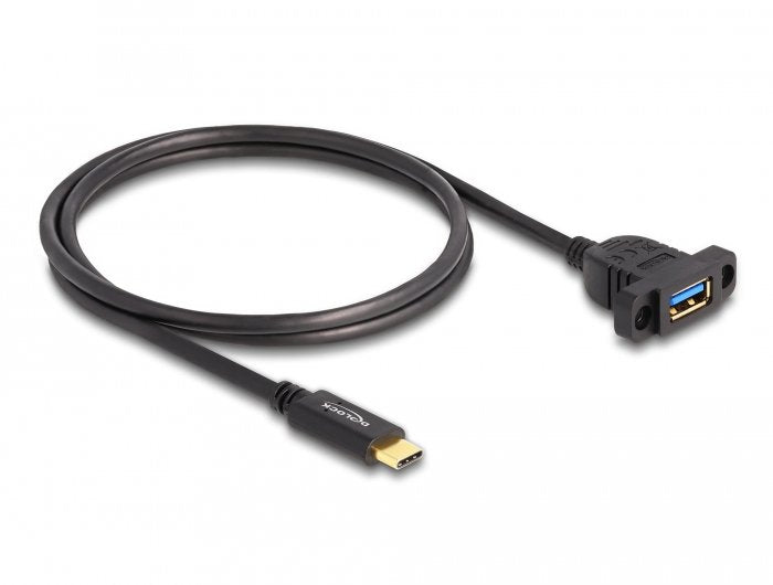 Delock Superspeed Usb 10 Gbps (Usb 3.2 Gen 2) Cable Usb Type-C Stecker Zu Usb Typ-A Buchse 1 M Zum Einbau Schwarz