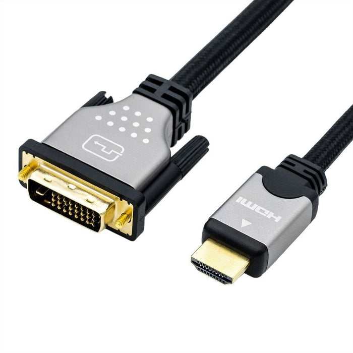 Roline Monitorcable Dvi (24+1) - Hdmi, St St, Schwarz   Silber, 1,5 M