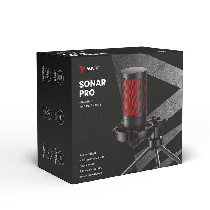 EAN 5901986047711 - Savio wired gaming microphone with backlight tripod USB SONAR PRO Negro, Rojo Micrófono para videoconsola imagen 10
