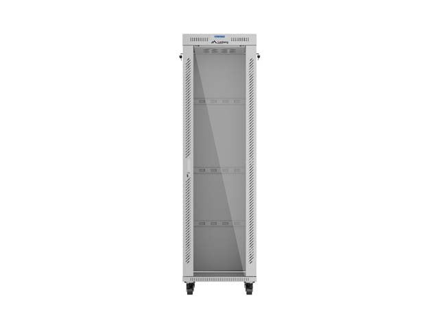 Lanberg Rack Cabinet 19" Free-Standing 42u 600x600 Flat Pack With Glass Door Lcd Grey V2
