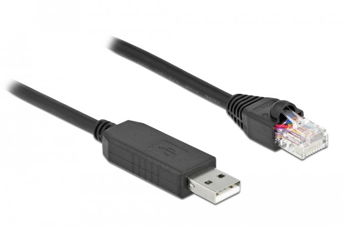 Delock Serielles Anschlusscable Mit Ftdi Chipsatz, Usb 2.0 Typ-A Stecker Zu Rs-232 Rj45 Stecker 25 Cm Schwarz