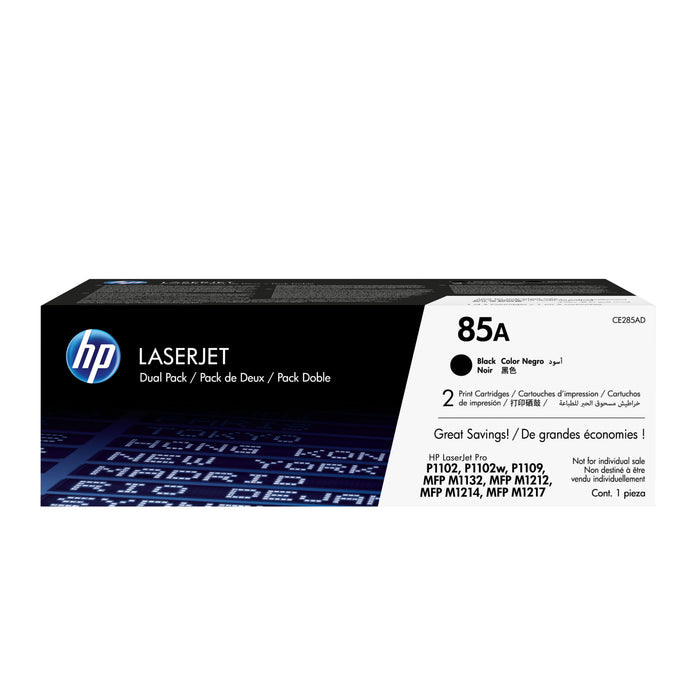 EAN 0886111730520 - HP 85A 2-pack Black Original LaserJet Toner Cartridges cartucho de tóner 2 pieza(s) imagen 1