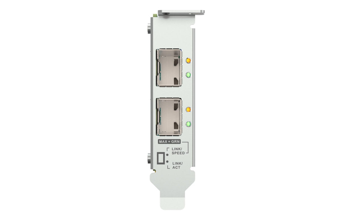 Qnap Qxg-25g2sf-Bcm Adaptador De Red Pcie 4.0 X8 Perfil Bajo 25 Gigabit Sfp28 X 2 Para P/N: Cab-Dac15m-Sfp28 Cab-Dac15m-Sfpp Trx-10gitsfpp-Sr Trx-25gsfp28-Sr