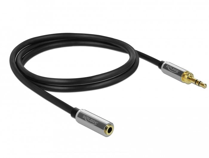 Delock Stereo Jack Extension Cable 3.5 Mm 3 Pin Male To Female With 6.35 Mm Screw Adapter 1 M
