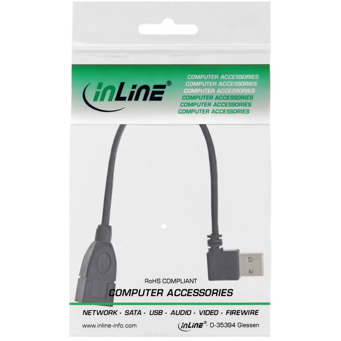 Inline Usb 2.0 Smart Cable Acodado + Reversible Tipo A Macho A Hembra Negro 0,2m