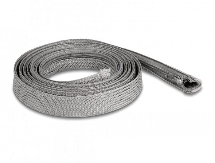 Delock Funda Trenzada Con Cremallera Resistente Al Calor 2 M X 20 Mm Gris