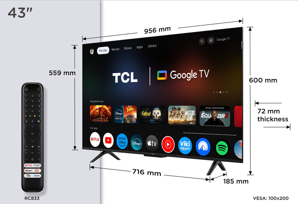 EAN 5901292525958 - TCL P7K 43P7K Televisor 109,2 cm (43") 4K Ultra HD Smart TV Wifi Metálico 430 cd / m² imagen 1