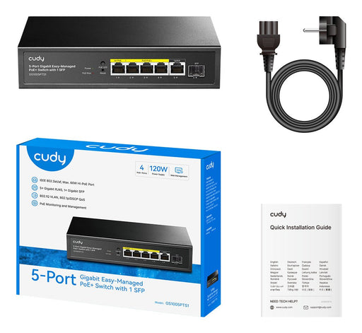 EAN 6971690791704 - Cudy GS1005PTS1 switch Gigabit Ethernet (10/100/1000) Energía sobre Ethernet (PoE) Negro imagen 2