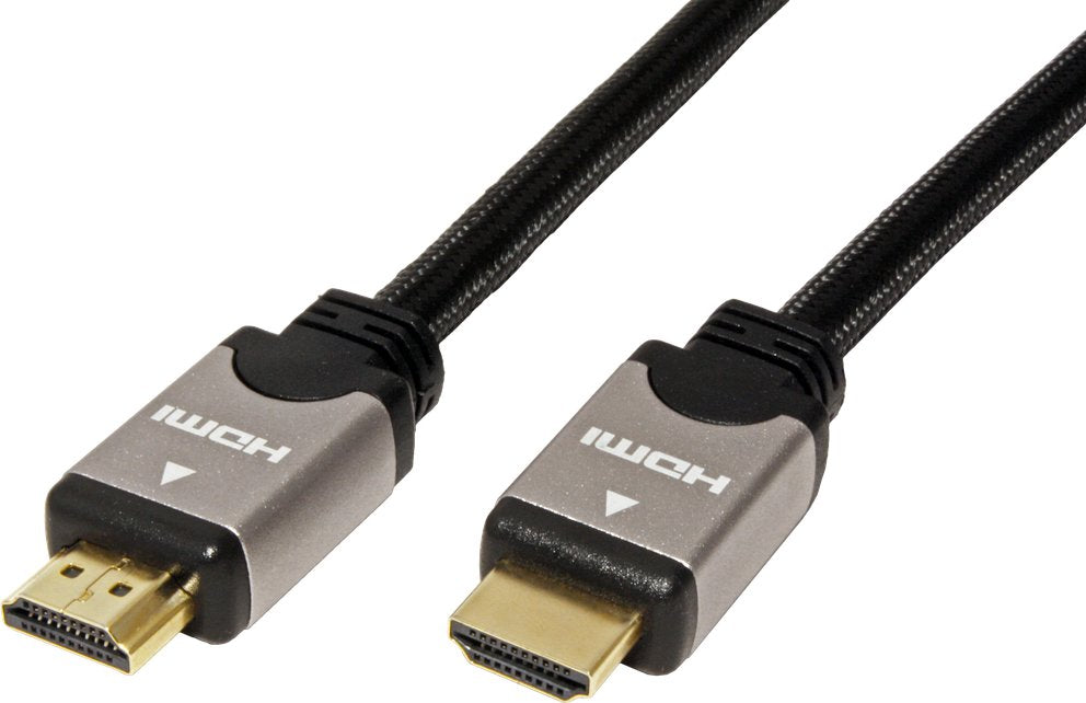 Roline Hdmi High Speed Cable Mit Ethernet, St-St, Schwarz   Silber, 1,5 M