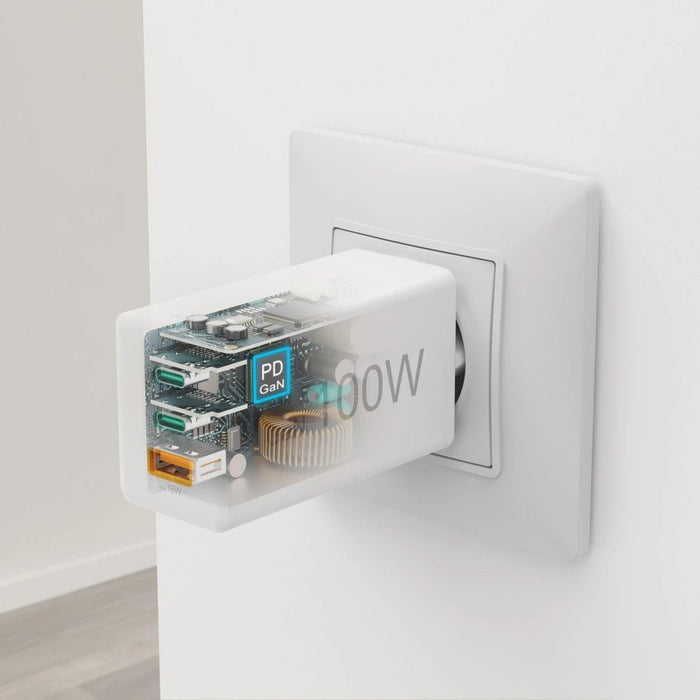 Hama Ladowarka Sieciowa Mini 100w Gan Pd/Qc 2x Usb-C, 1x Usb-A Biala