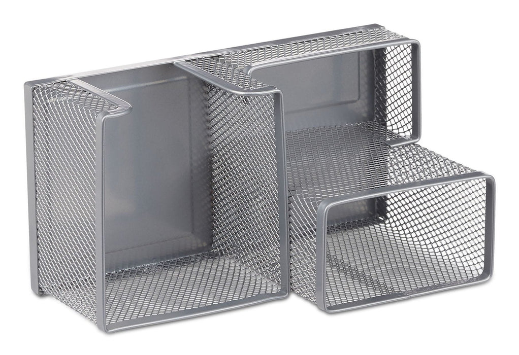 Relaxdays Escritorio-Organizer 3 Compartimentos, Metal Plateado