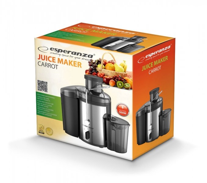 EAN 5901299931387 - Esperanza EKJ002 exprimidor 500 W Negro, Acero inoxidable imagen 3