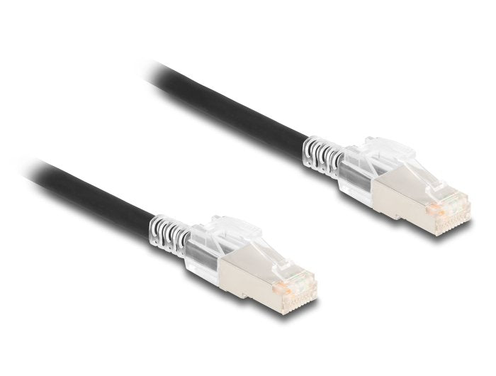 Delock 80258 Cable De Red Rj45 Cat.6a S/Ftp Con Juego De Clips De Seguridad, 5 M, Negro
