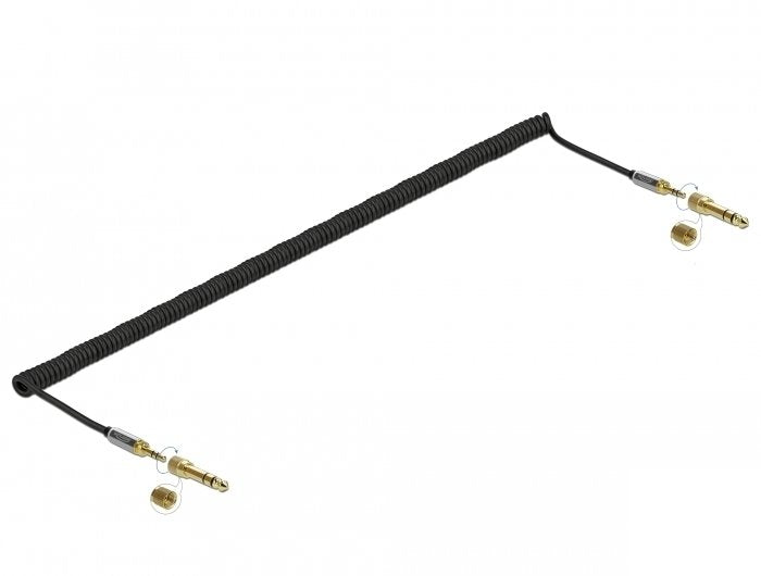 Delock Spiralcable 3,5 Mm 3 Pin Klinkenstecker Zu Klinkenstecker Mit Schraubadapter 5 M