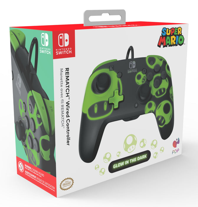 EAN 0708056070328 - PDP REMATCH: 1-Up Glow in the Dark Negro, Verde USB Gamepad Analógico/Digital Nintendo Switch, Nintendo S imagen 8