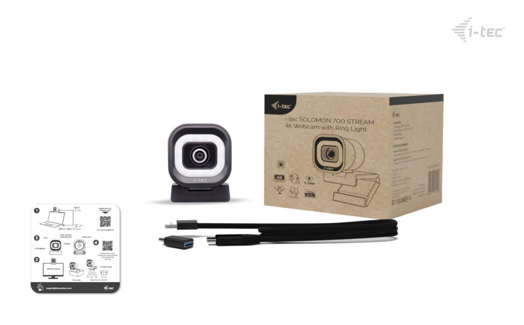 Webcam  I-Tec Solomon 700 Stream 4k  With Ring Light