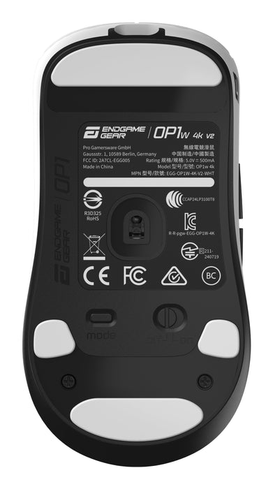 Endgame Gear Op1w 4k V2 Wireless Gaming-Ratón, 4.000hz - Blanco