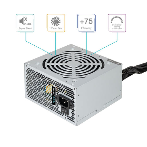 EAN 8433281010260 - TooQ TQAPOLO-500SP unidad de fuente de alimentación 500 W 20+4 pin ATX ATX Plata imagen 2