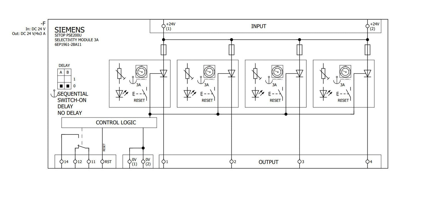 Siemens 6ep19612ba11 Sitop Pse200u 3a Selektivittsmodul 4-Kanalig Eing. 24vdc