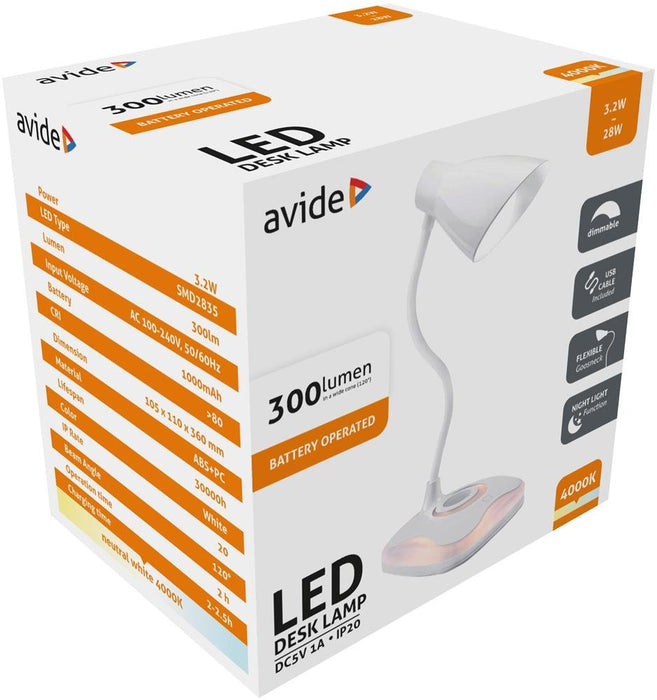 Avide Led Tischlampe, Nachtlicht Funktion Usb 3.2w Dimmbar