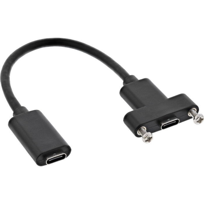 Inline Usb 3.2 Gen.2 C Hembra A Hembra Con Cable De Brida De 0,2 M, Negro