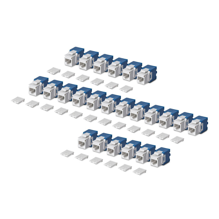 Startech.Com Cat6 Keystone Jack Módulo, Pack De 24 Rj45 Ethernet Keystone Conector Hembra, Utp Cat6 Wandbuchse, 180 Grad, Sin Herramientas, Blanco, Plano, Azul, Blanco, Rj-45, Conector Hembra, Conector Hembra, 10gbase-T