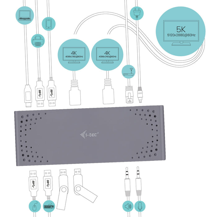EAN 8595611702051 - i-tec CADUAL4KDOCK base para portátil y replicador de puertos Alámbrico USB 3.2 Gen 1 (3.1 Gen 1) Type-C  imagen 6