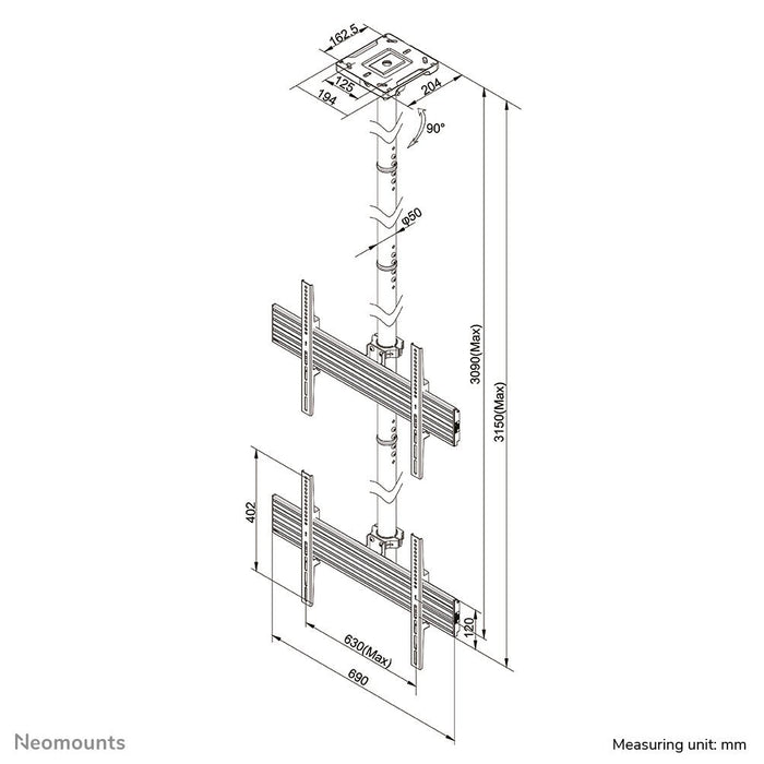 Soporte Neomounts By Newstar Pro De Techo Para Videowall