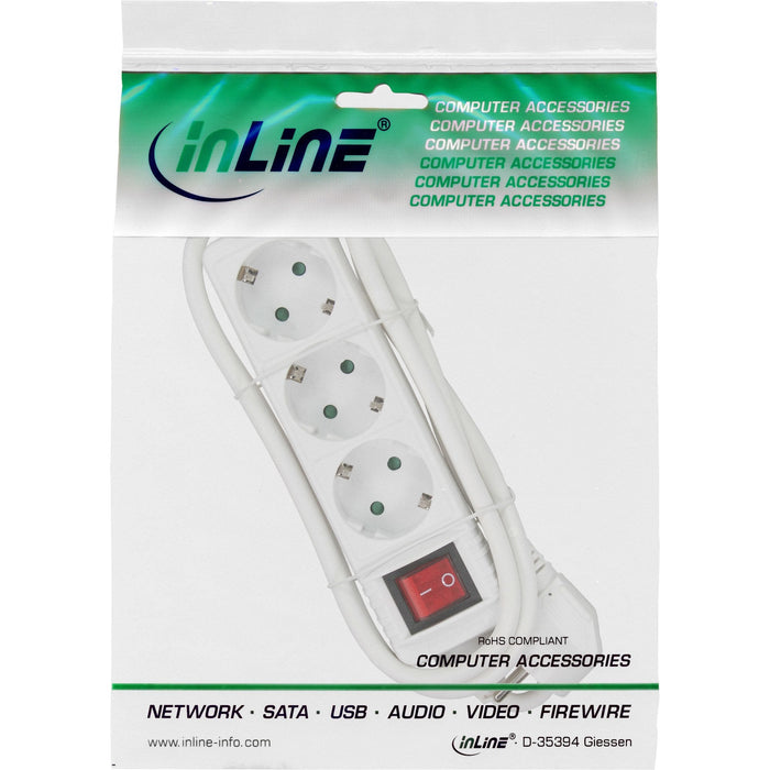 Inline Regleta 3 Tomas 3x Tipo F Con Seguridad Para Niños Blanco 5m