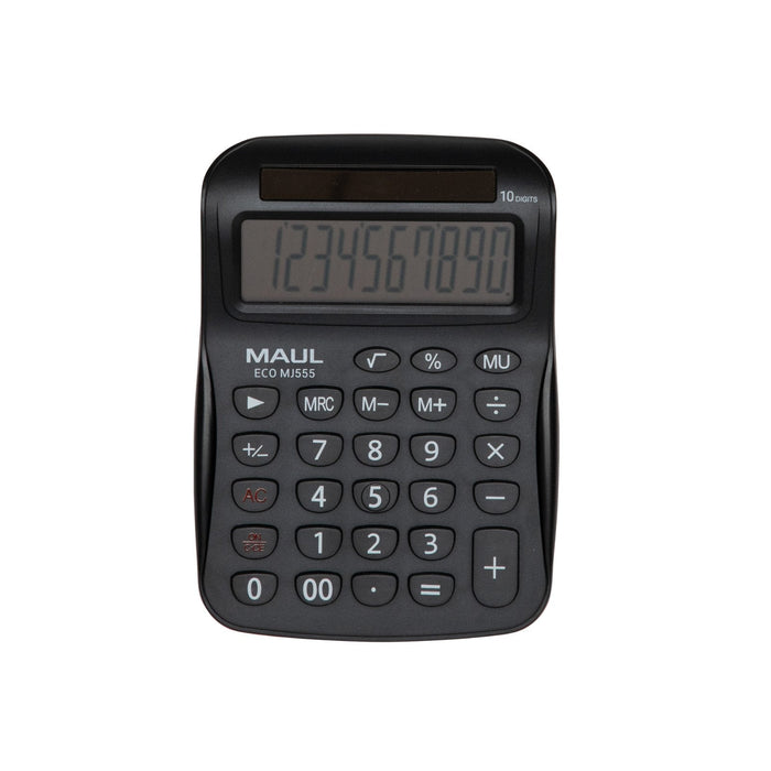 Maul Calculadora Eco Mj 555  Calculadora Basica Con Pantalla De 10 Dígitos  Calculadora Solar De 80% De Plástico Reciclado  Calculadora Pequeña 15,4 X 11 X 2,7 Cm  Blanco