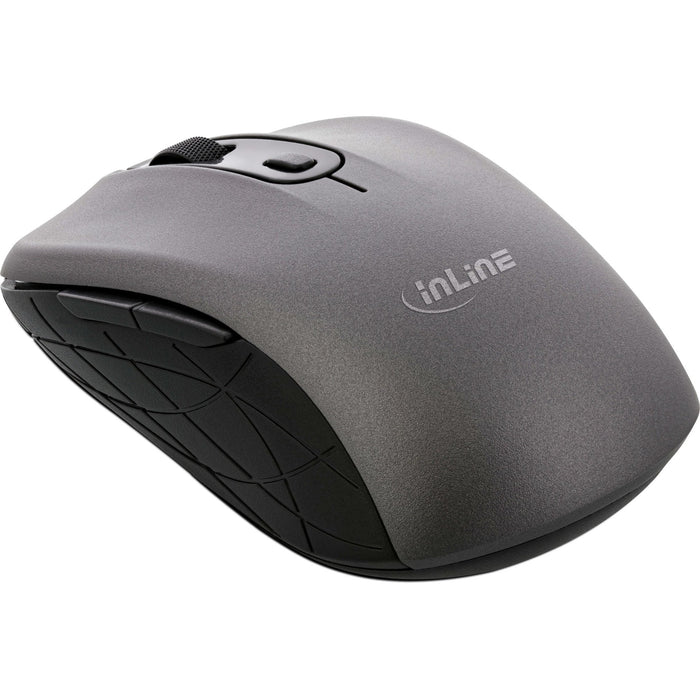Ratón Inline 3 En 1, Bluetooth + 2x 2,4 Ghz, 5 Botones, Óptico, Gris/Negro