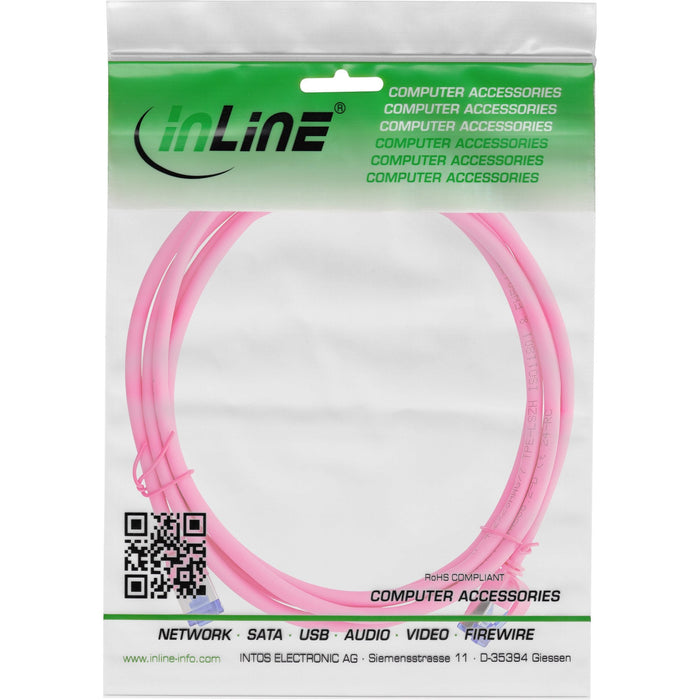 Inline® Cable De Red Slim, Cat.6a, S/Ftp, Tpe (Lszh) Flexible, Poe, Magenta, 1.5m