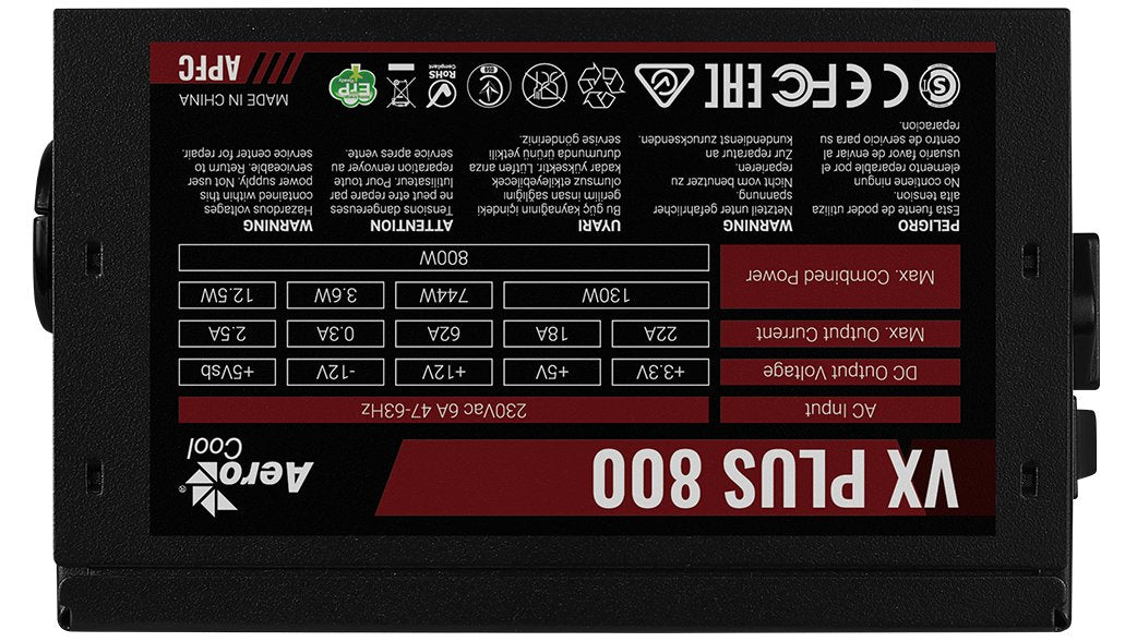 EAN 4713105962819 - Aerocool VX PLUS 800 unidad de fuente de alimentación 800 W 20+4 pin ATX ATX Negro imagen 3