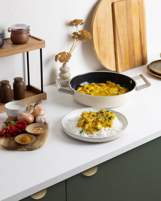 Smeg Dpf2812crm Pfanne, 28 Cm, Keramik, Edelstahlgriffe, Cremefarben Matt