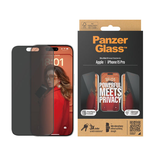 EAN 5711724128103 - PanzerGlass ® Privacy Screen Protector iPhone 15 Pro | Ultra-Wide Fit w. EasyAligner Protector de pantall imagen 2