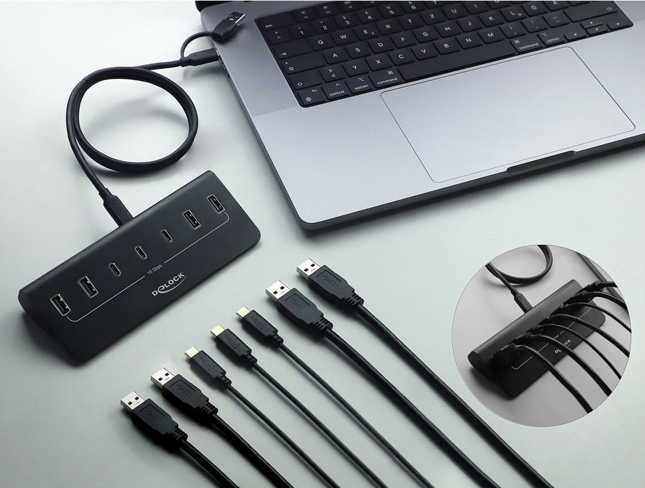 Hub Delock Usb 10 Gbps Con 3 Usb-C Und 4 Usb-A Ports
