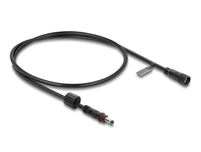 Delock Dc Verlängerungscable 5,5 X 2,1 Mm Stecker Zu Buchse Mit Schraubverschluss M12 X 1,75 Mm Gewinde Wasserfest 18 Awg, 0,5 M Schwarz