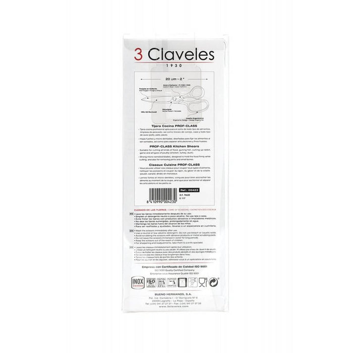 EAN 8410990004230 - 3 Claveles Prof-Class tijera de cocina 200 mm Acero inoxidable Universal imagen 4